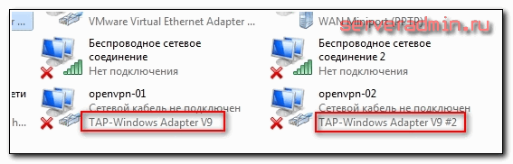 2 tap адаптера openvpn