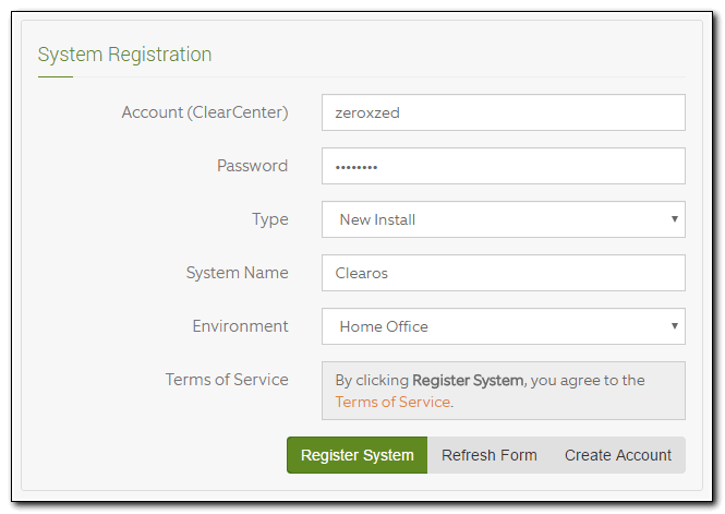 Регистрация системы