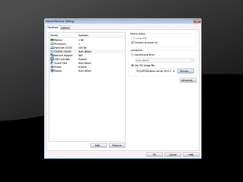 Установка Windows Server 2012 на VMware Workstation