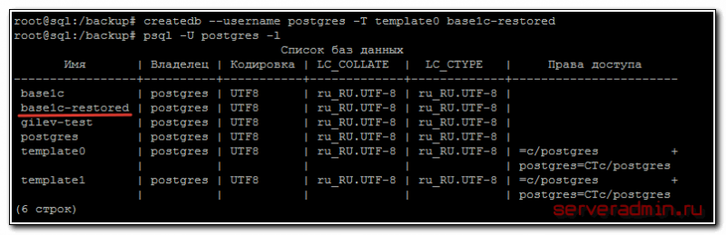 Postgresql сделать бэкап базы linux