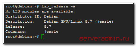Проверка версии системы Debian