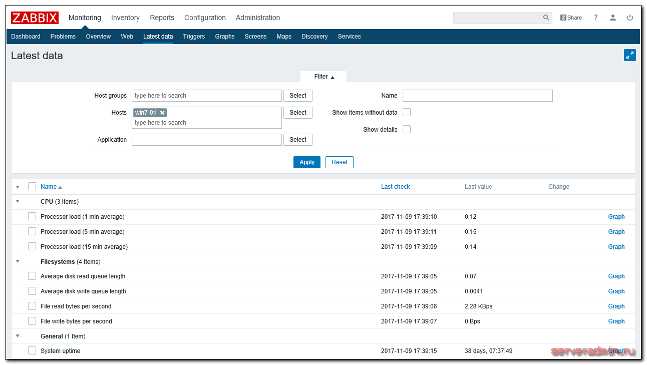 Как в zabbix мониторить службы windows