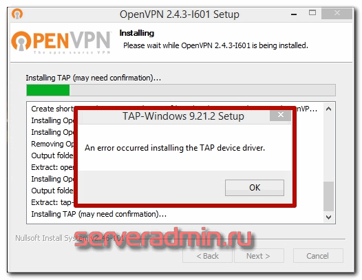 openvpn tap error 01