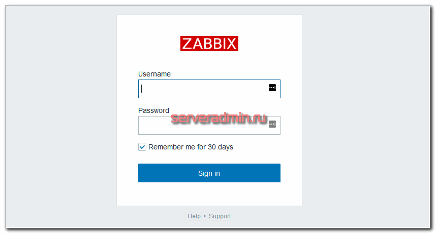 Авторизация в zabbix