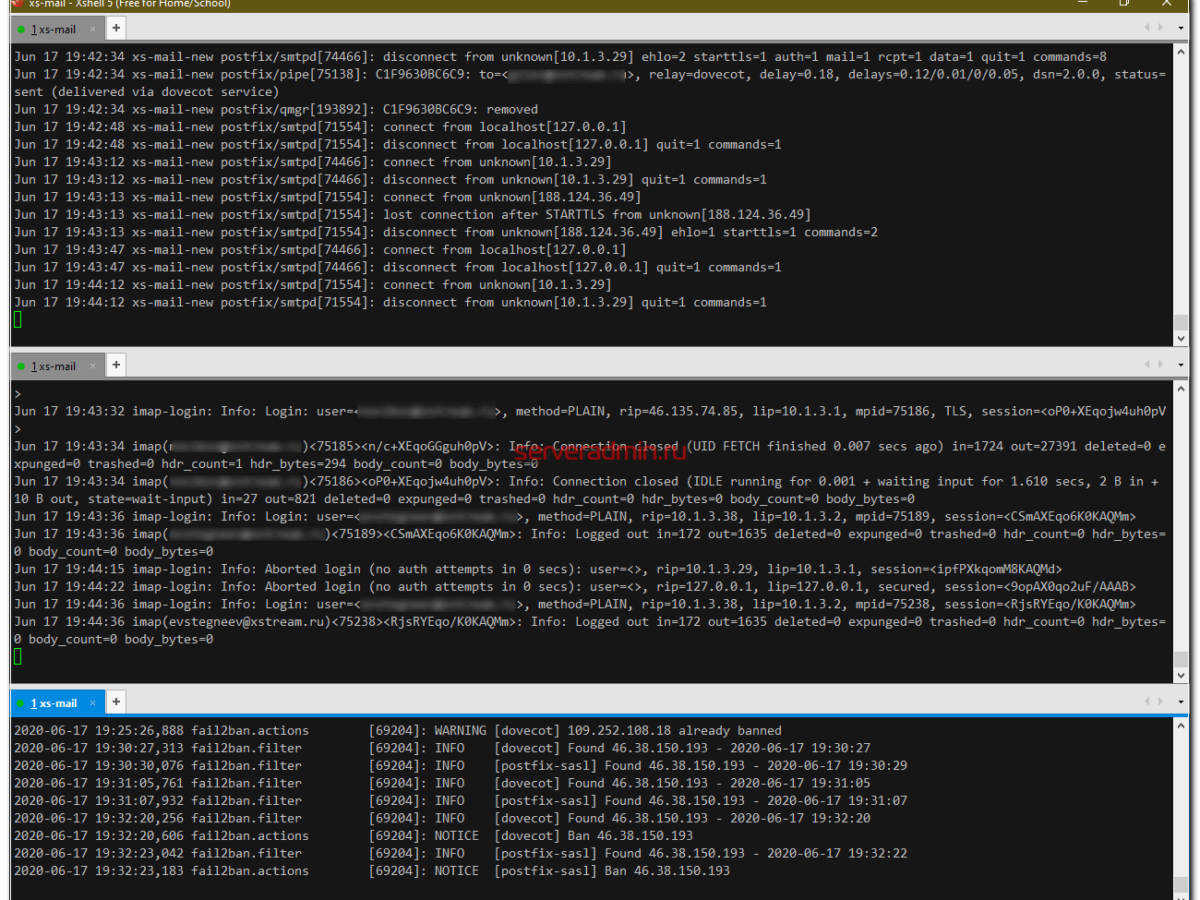 Защита почтового сервера postfix + dovecot с помощью fail2ban |  serveradmin.ru