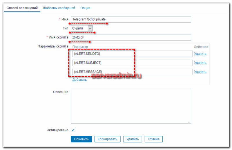 Настройка оповещений zabbix в telegram