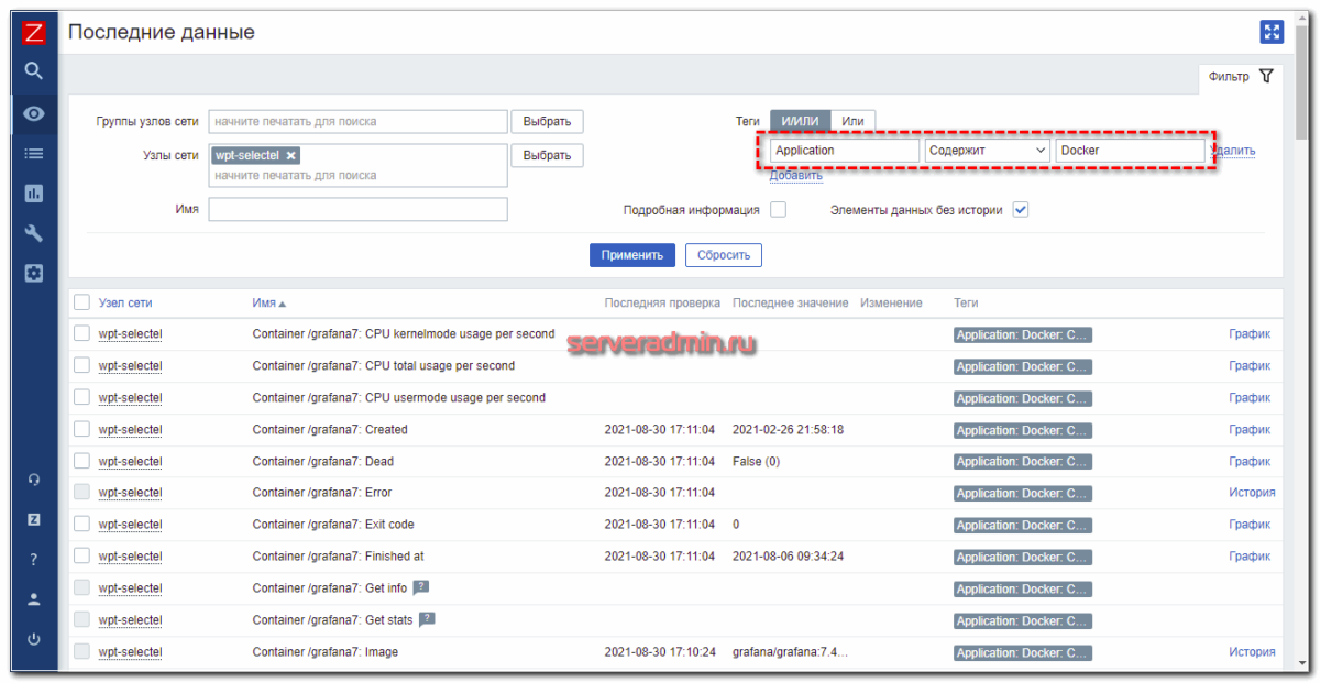 Мониторинг Docker с помощью Zabbix Agent 2 serveradmin.ru