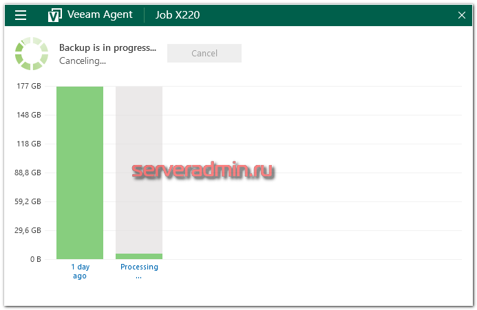 Veeam Agent for Windows: Backup is in progress... Cancelling...